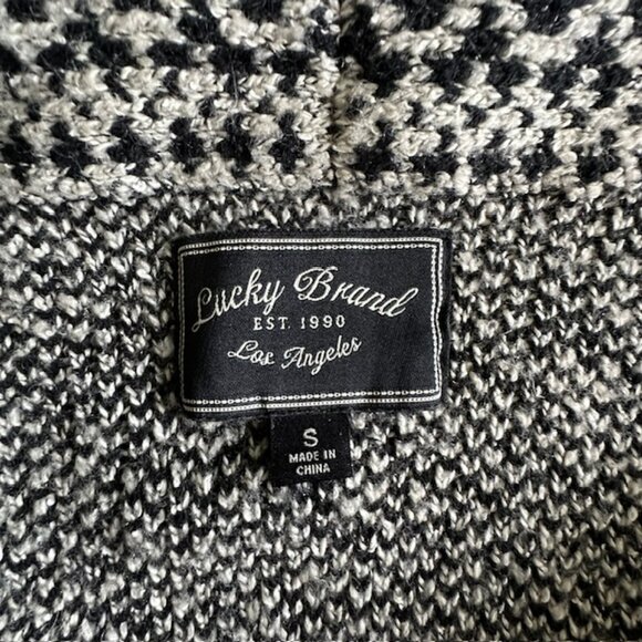 Lucky Brand - Border Open front Cardigan Black/Ivory with front Pockets Size Sm - Picture 4 of 7